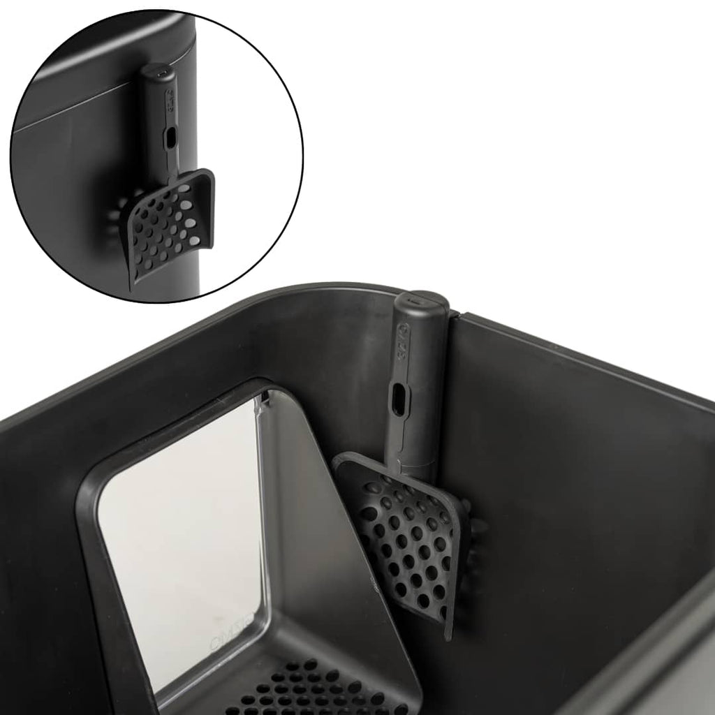 GIZMO Litter Box - Black Deluxe - scoop on ledge