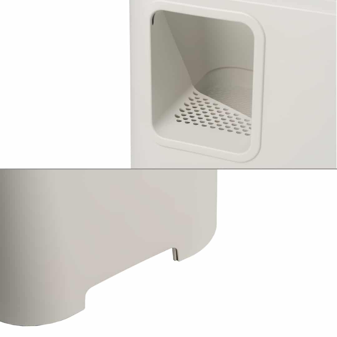 GIZMO Litter Box - White Deluxe - entrance and handles