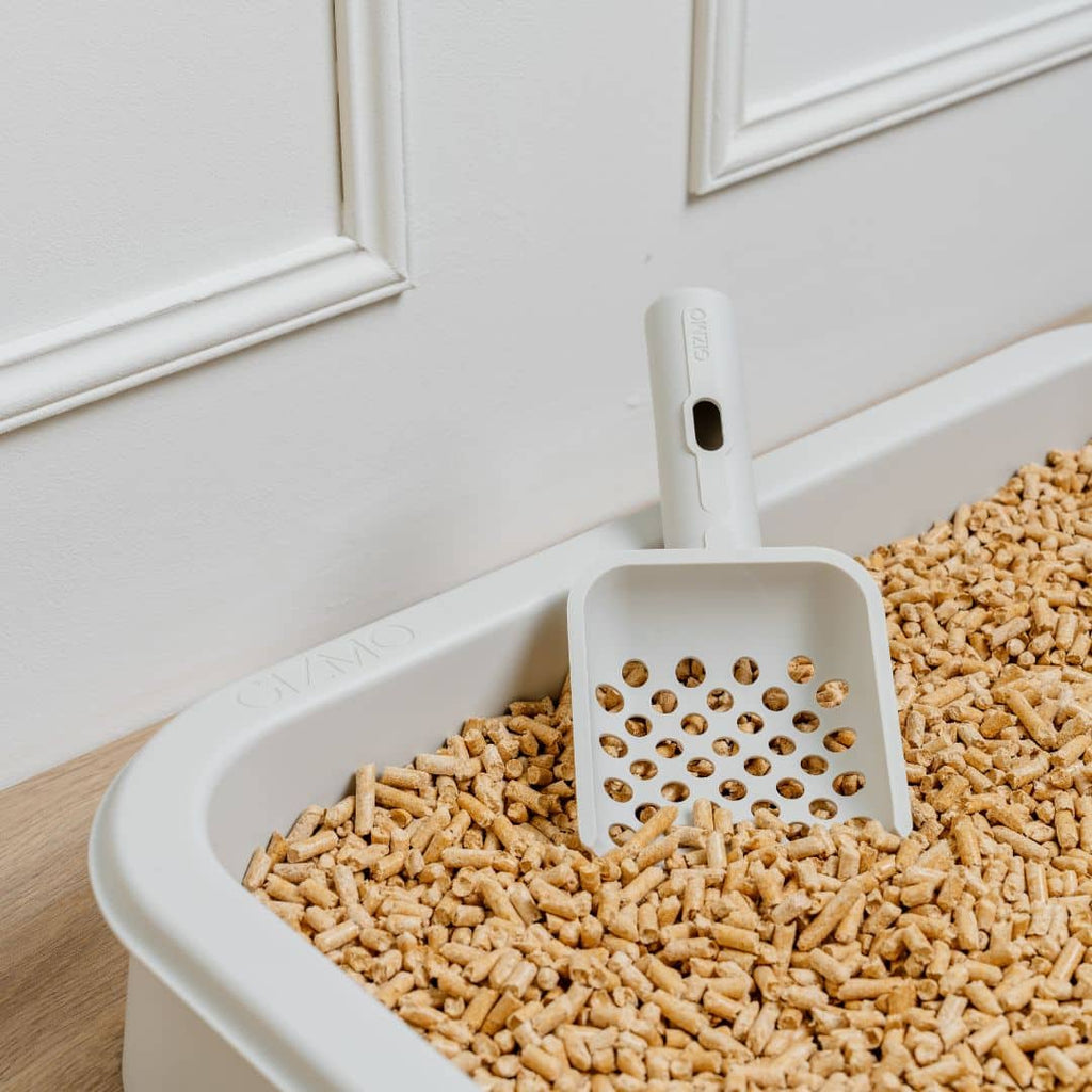 GIZMO Litter Box - White Deluxe Essentials - wood pellet litter